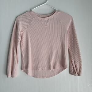 Cat And Jack Waffle Textured Long Sleeve Pink Shirt